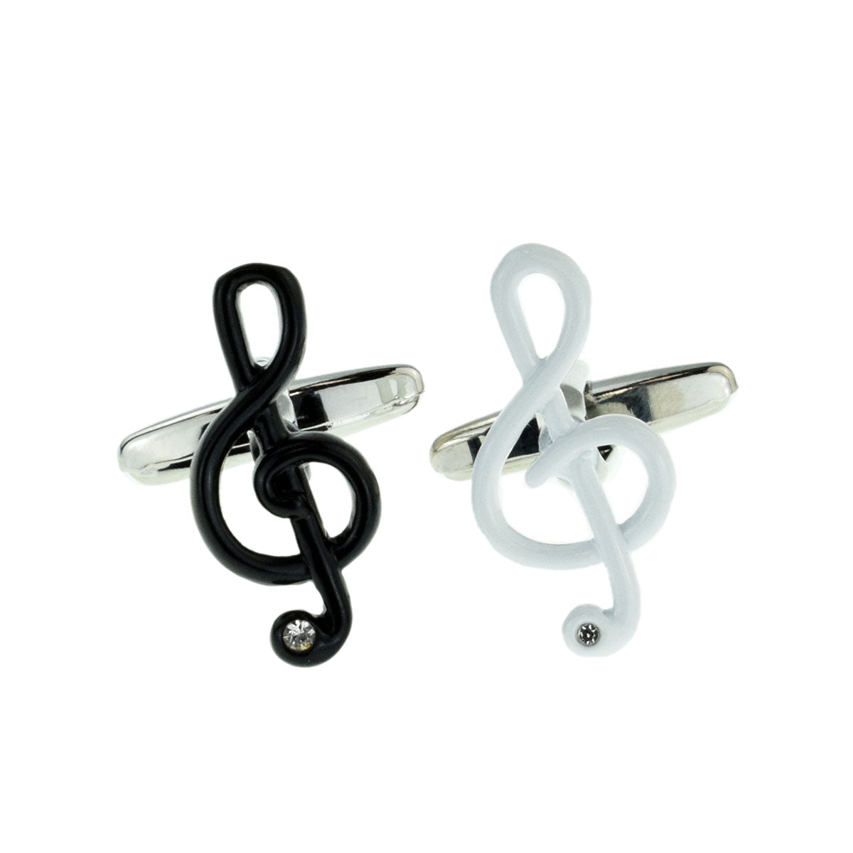 Black & White Treble Clef Music Cufflinks with Crystal | Ashton and Finch
