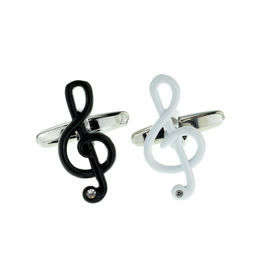 Black & White Treble Clef Music Cufflinks with Crystal | Ashton and Finch