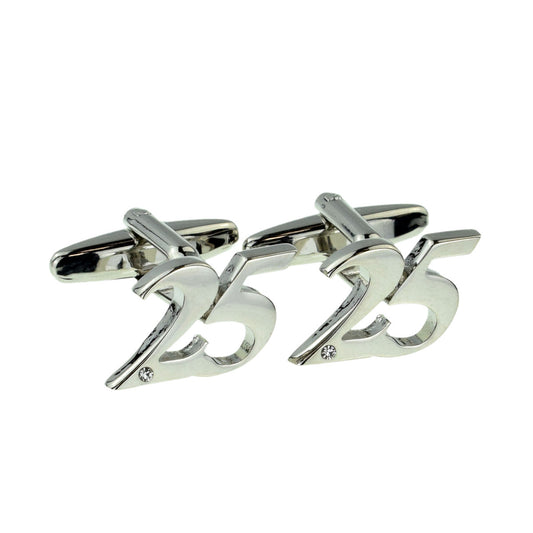Rhodium Plated Age 25 or 25th Anniversary Cufflinks | Ashton and Finch