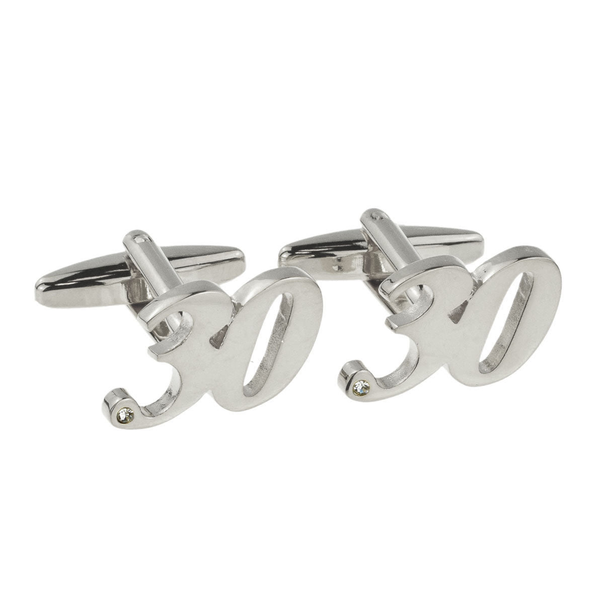 Rhodium Plated Age 30 or 30th Anniversary Cufflinks | Ashton and Finch