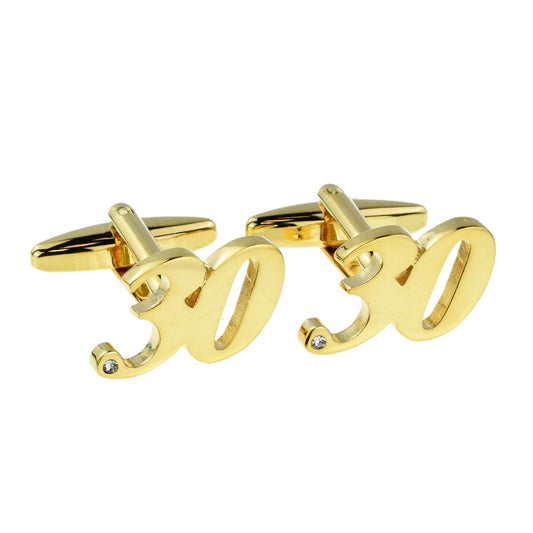 Gold Plated Age 30 or 30th Anniversary Cufflinks | Ashton and Finch