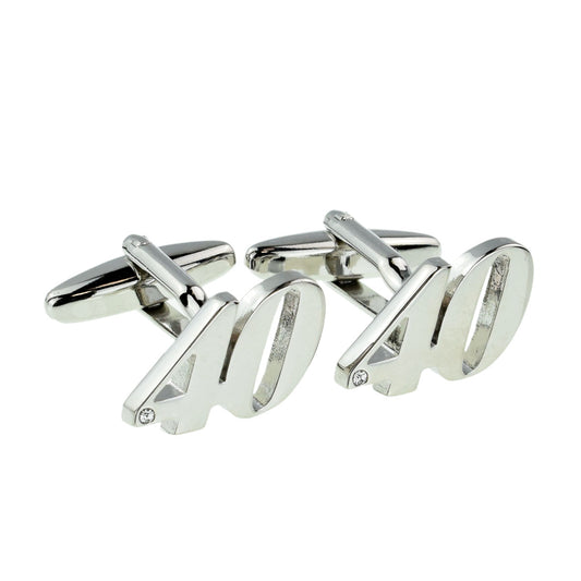 Rhodium Plated Age 40 or 40th Anniversary Cufflinks | Ashton and Finch