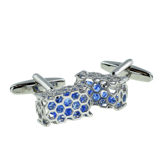 Honeycomb Blue Crystal Cage Classic Cufflinks | Ashton and Finch