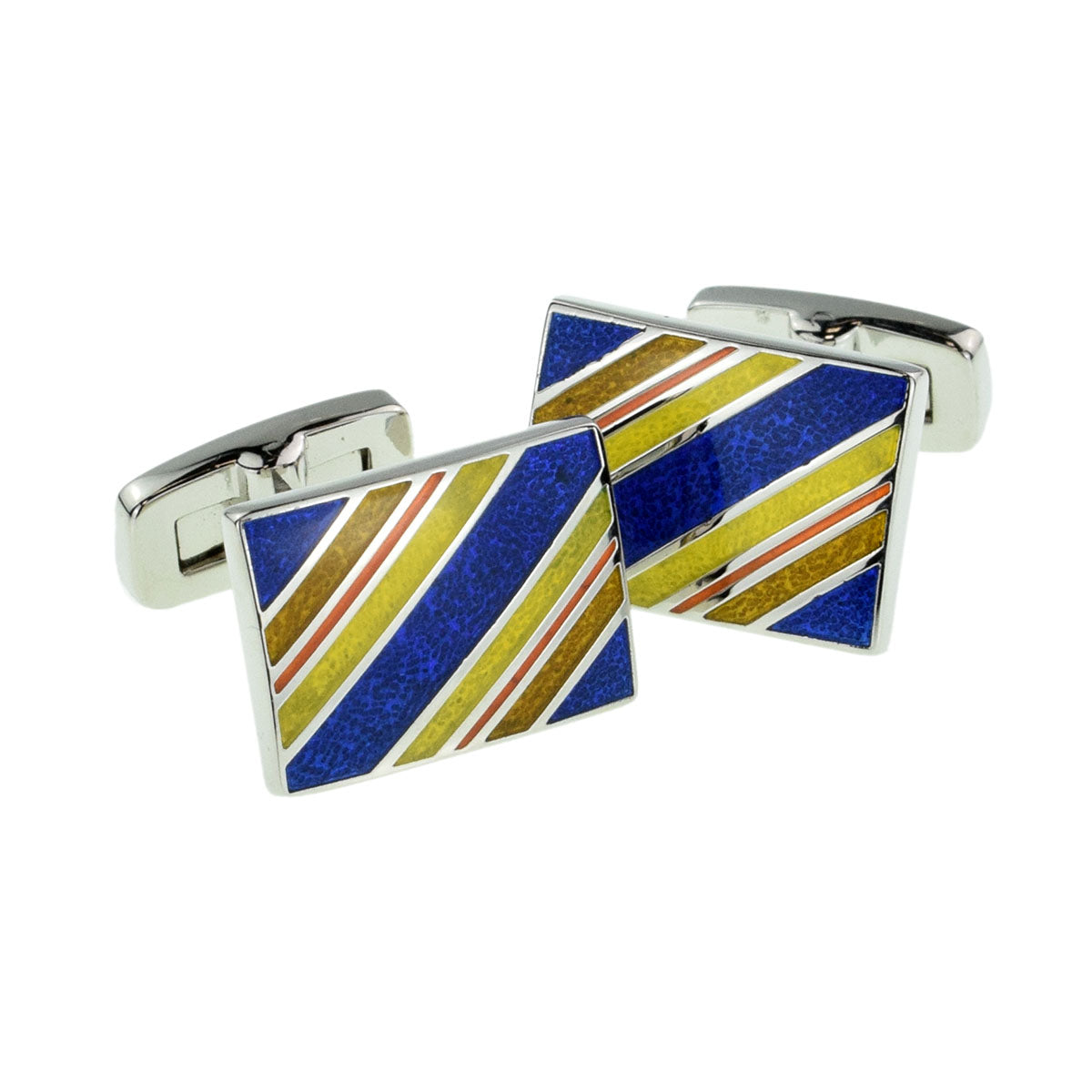 Multicolour Striped Rectangular Classic Cufflinks | Ashton and Finch