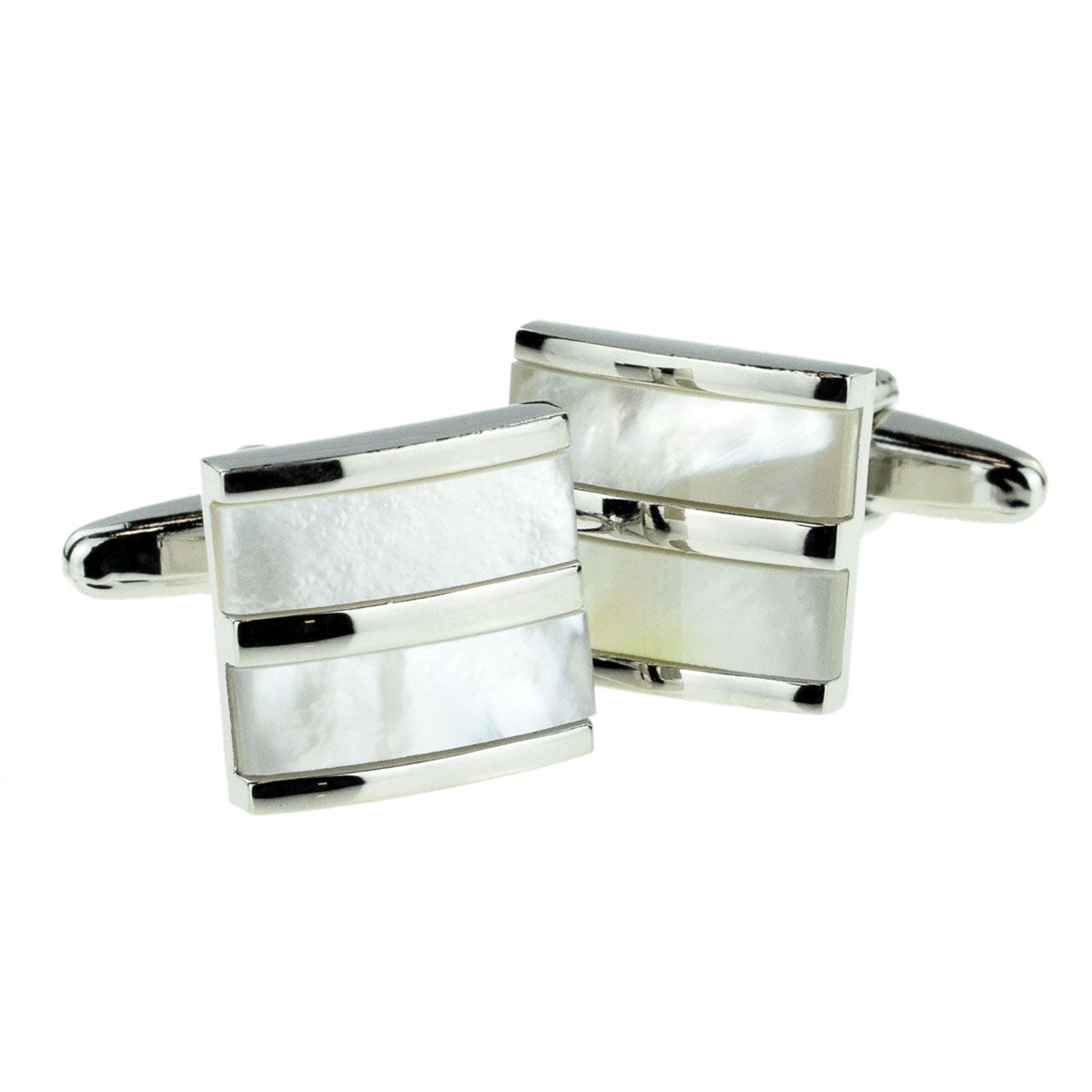 Pearlised White Curved Classic Cufflinks | Ashton and Finch