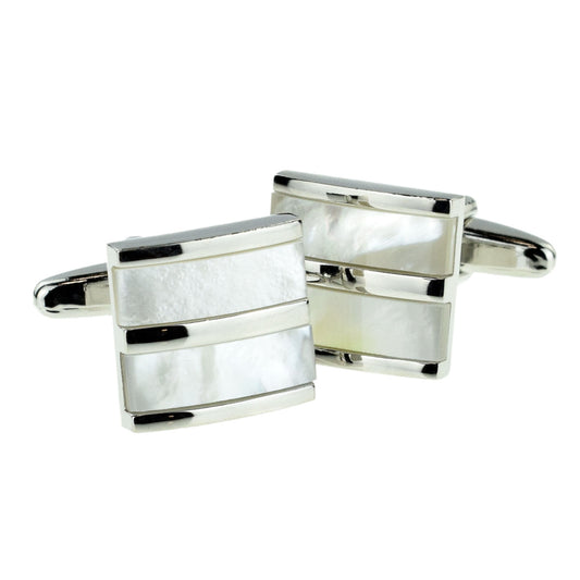 Pearlised White Curved Classic Cufflinks | Ashton and Finch