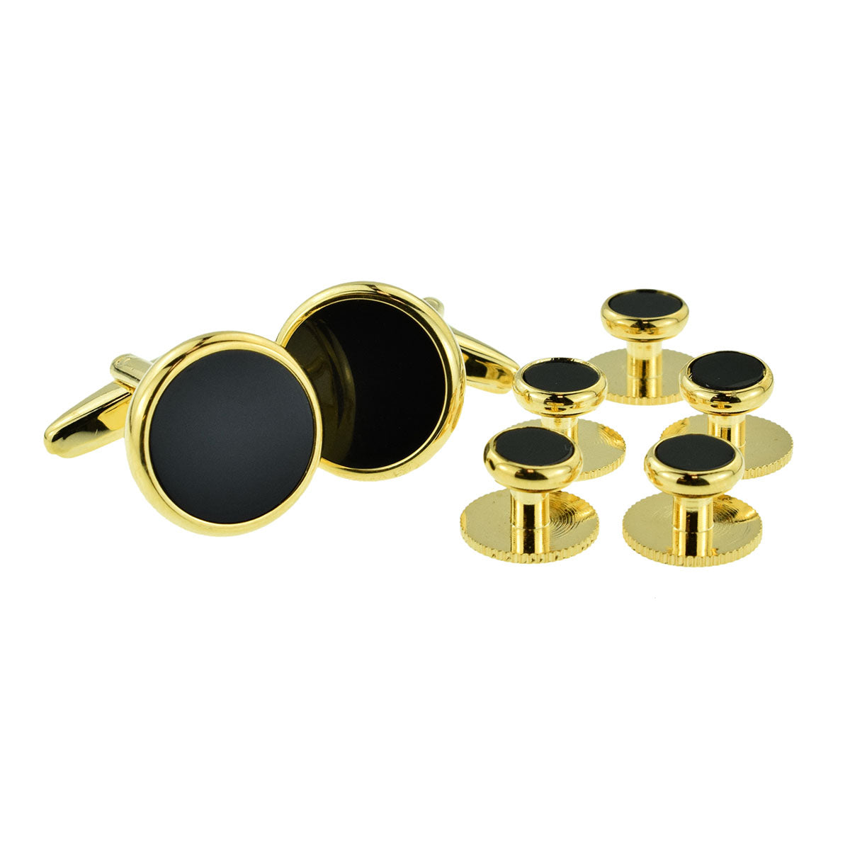 Gold & Black Evening Wear Cufflinks & 5 Button Studs Set | Ashton and Finch