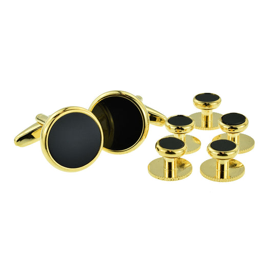 Gold & Black Evening Wear Cufflinks & 5 Button Studs Set | Ashton and Finch
