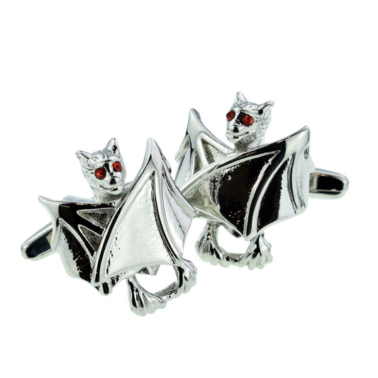 Closed Wings Red Crystal Eyes Bat Cufflinks | Ashton and Finch