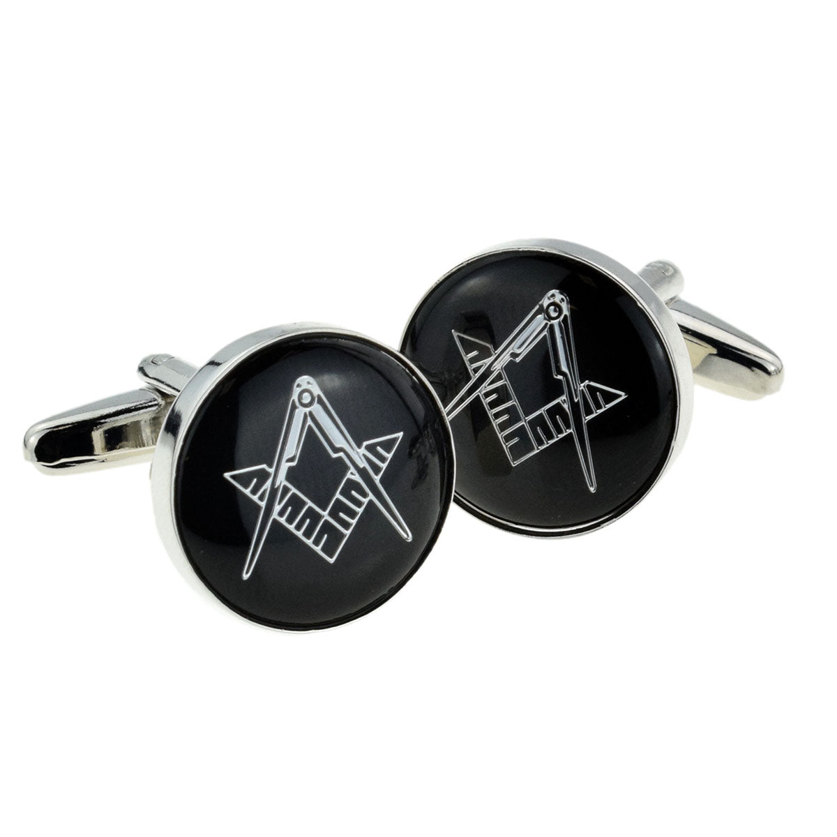 Black & Silver Enamelled Masonic Freemason Cufflinks | Ashton and Finch