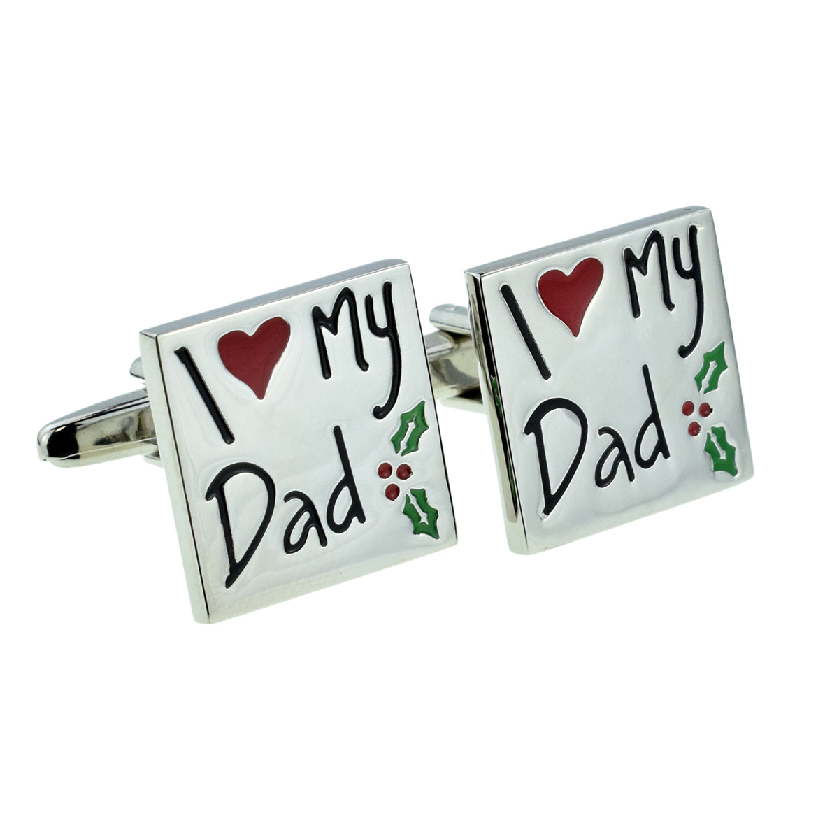 I Love My Dad Christmas Holly Cufflinks | Ashton and Finch