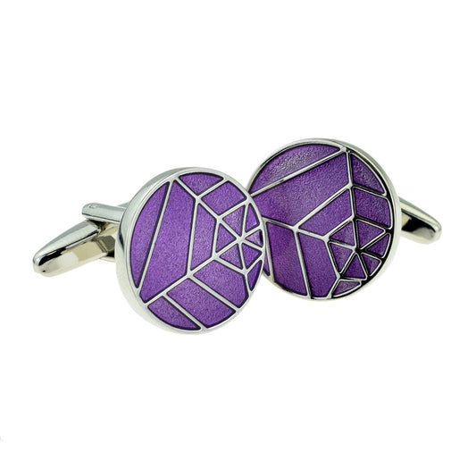 Round Purple Spider Web Design Classic Cufflinks | Ashton and Finch