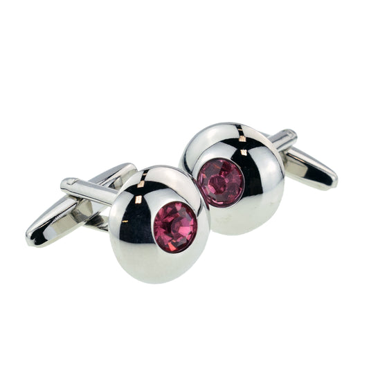 Circular Pink Crystal Classic Cufflinks (DWC) | Ashton and Finch