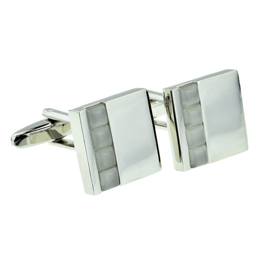 Square Classic Cufflinks with White Acrylic Decor (DWC) | Ashton and Finch