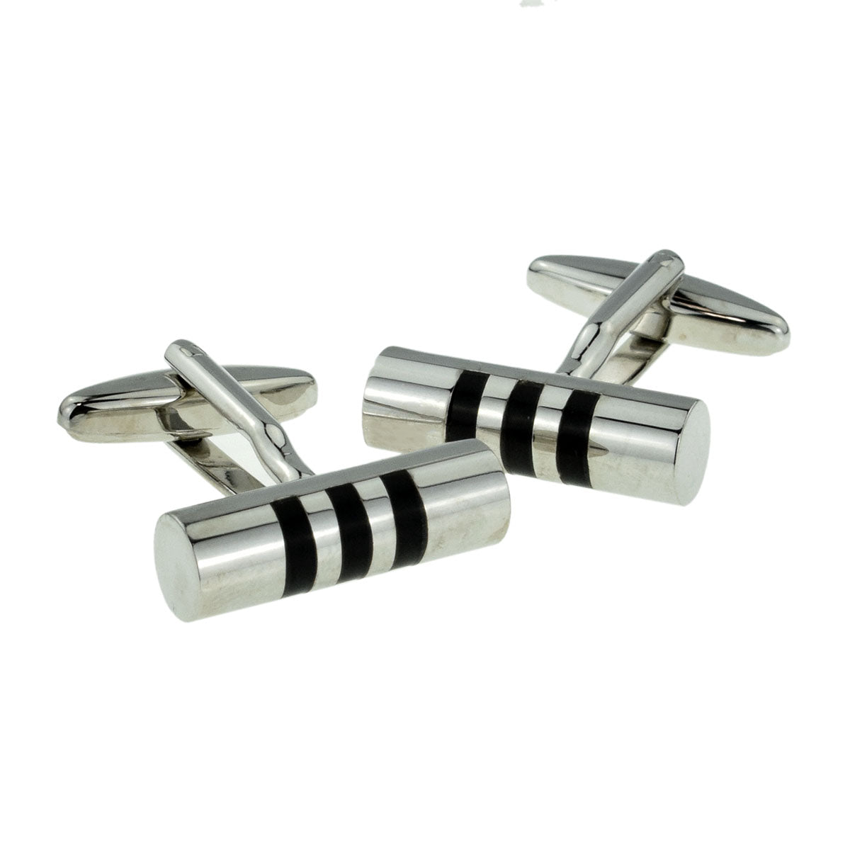 Black Striped Tube Classic Cufflinks (DWC) | Ashton and Finch