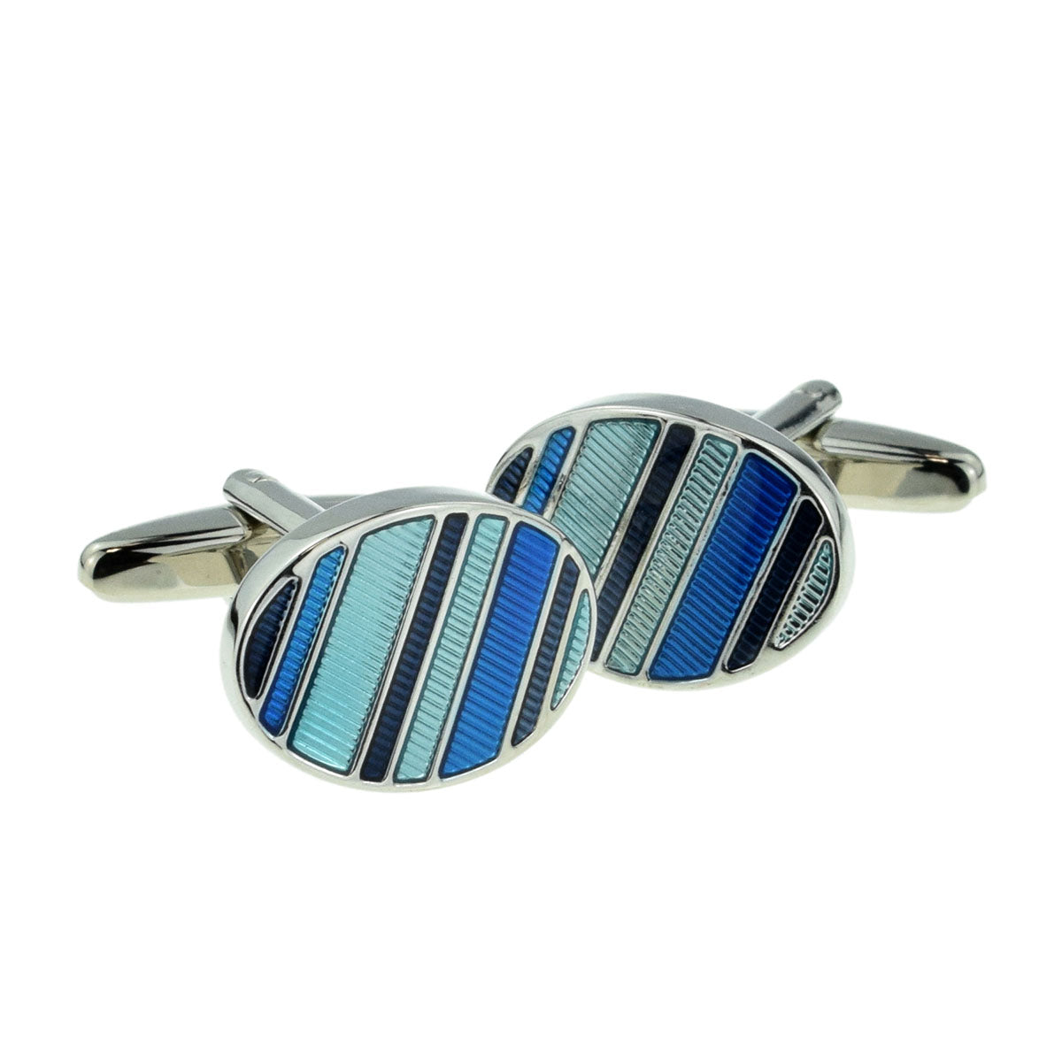 Blue Oval Enamelled Classic Cufflinks (DWC) | Ashton and Finch