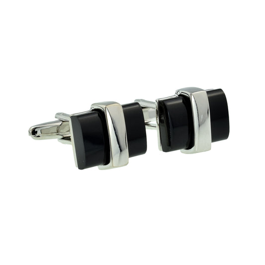 Black Acrylic Rectangular Classic Cufflinks | Ashton and Finch