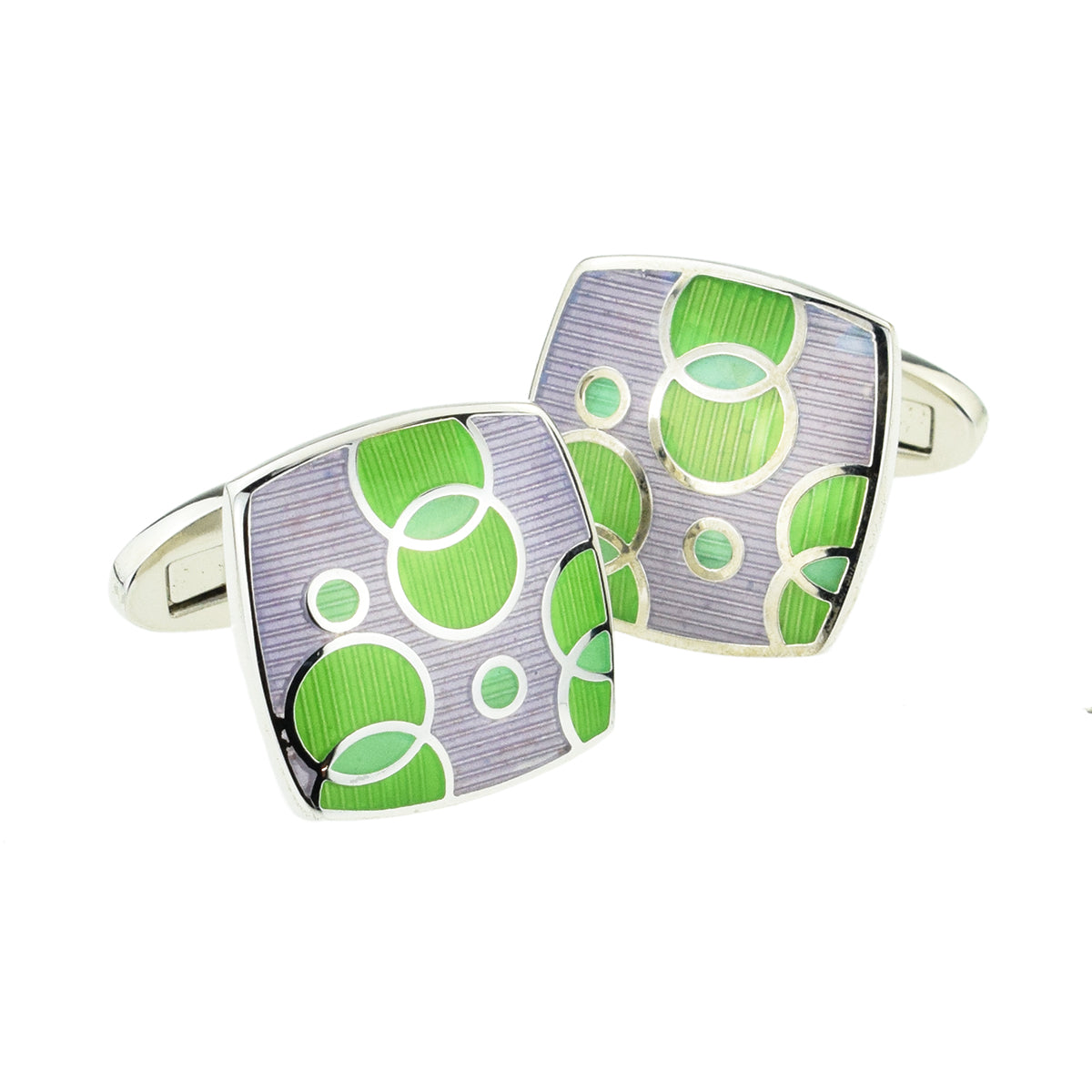 Green & Pink Enamelled Bubble Design Cufflinks | Ashton and Finch