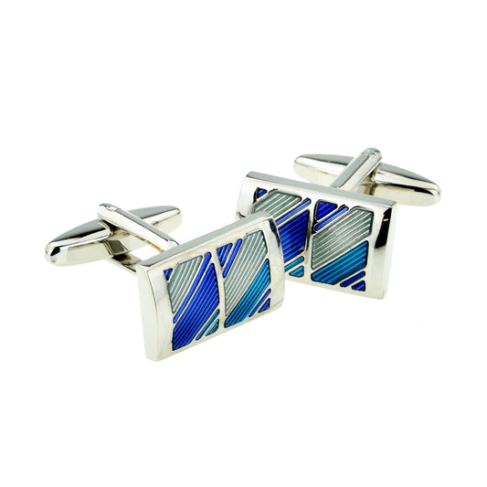 Blue Striped Classic Cufflinks | Ashton and Finch
