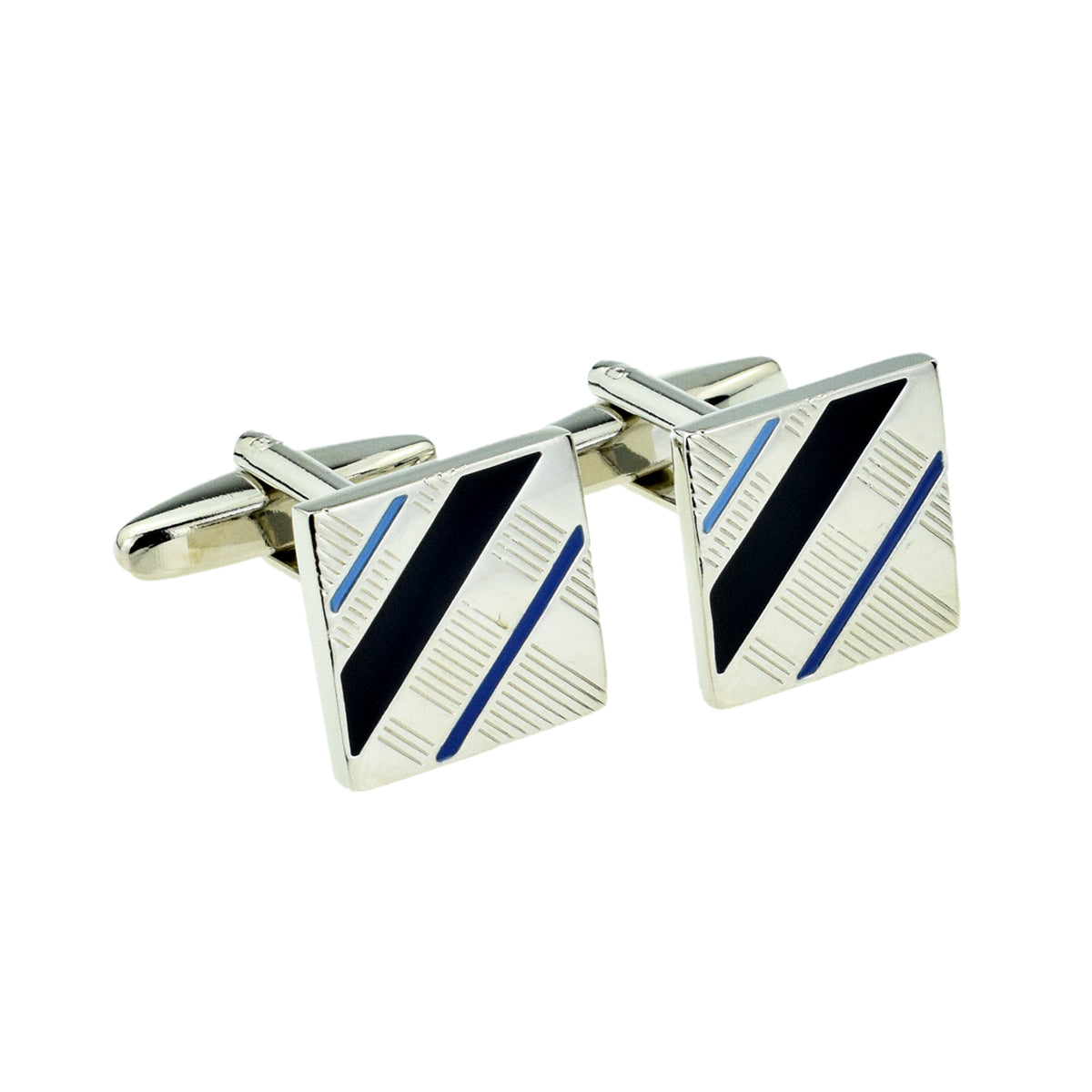 Blue Striped Squares Classic Cufflinks | Ashton and Finch
