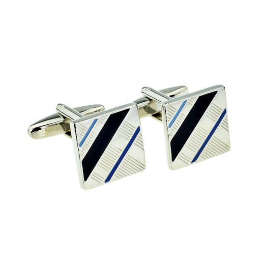 Blue Striped Squares Classic Cufflinks | Ashton and Finch