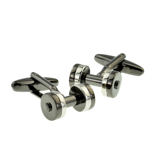 Gunmetal Weight Lifters Gym Cufflinks | Ashton and Finch