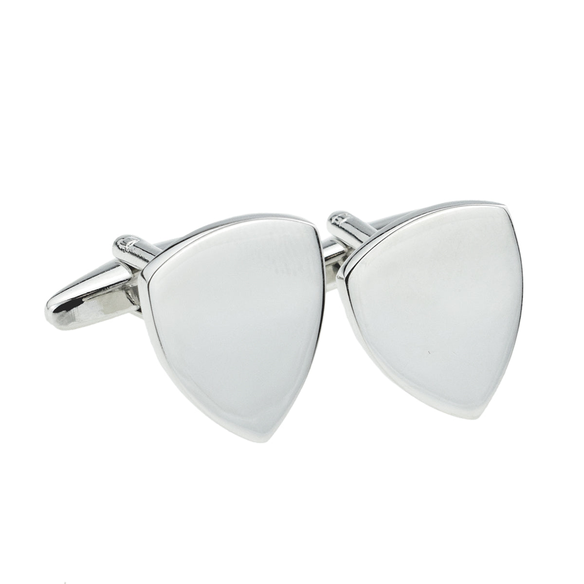 Shield Shape Plain Rh Plated Cufflinks 20mmx15mm (engravable) | Ashton and Finch