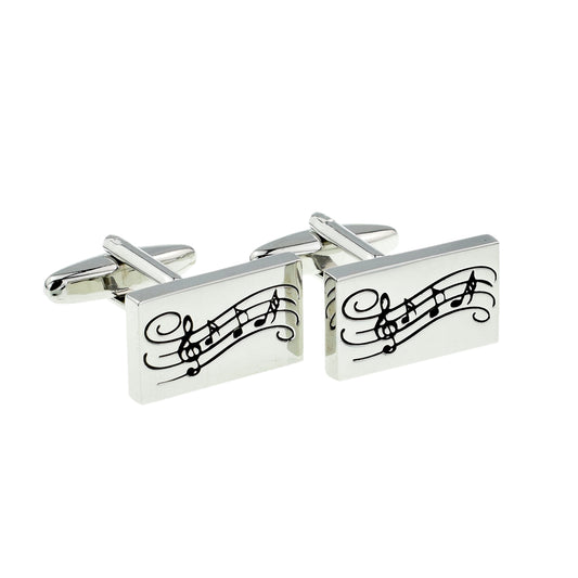 Rectangular Music Notes Design Cufflinks | Ashton and Finch