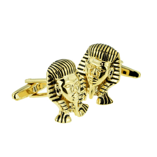 Gold Plated Pharoah King Tut Mask Egyptian Museum Cufflinks | Ashton and Finch