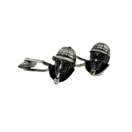 Sherlock Holmes in Deerstalker Hat Cufflinks | Ashton and Finch