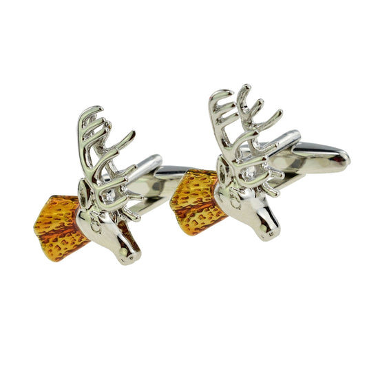 Coloured Scottish Stag Head Cufflinks