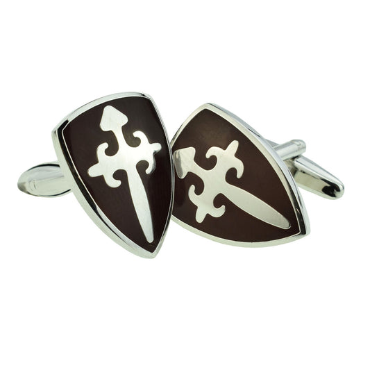 Brown Knights Shield Museum Cufflinks | Ashton and Finch