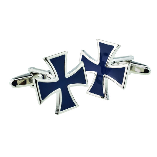Blue Maltese Cross Style Crusader Cufflinks | Ashton and Finch