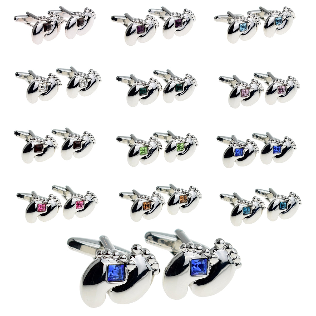 New Dad Baby Feet Cufflinks Featuring Birthstones | Ashton and Finch