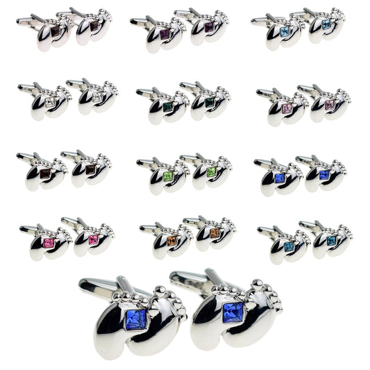New Dad Baby Feet Cufflinks Featuring Birthstones | Ashton and Finch