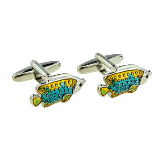 Blue & Yellow Tropical Fish Cufflinks | Ashton and Finch
