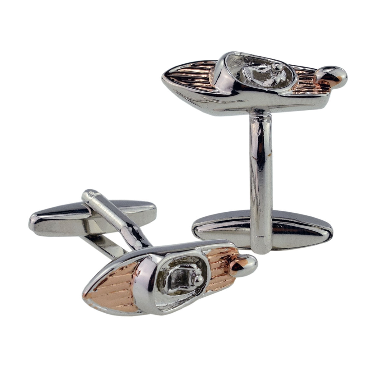 Two Tone Silver & Rose Gold Retro Speedboat Cufflinks | Ashton and Finch