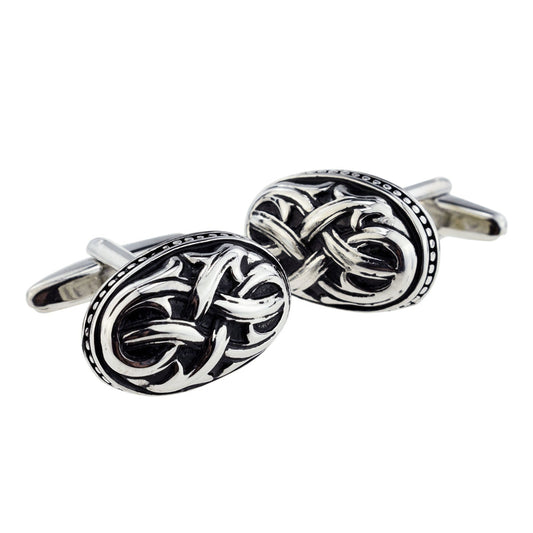 Oval Black & Silver Celtic Knot Classic Design Cufflinks | Ashton and Finch