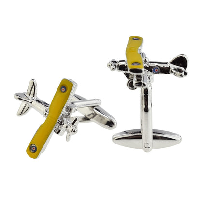 Yellow Winged Biplane Aeroplane Cufflinks | Ashton and Finch