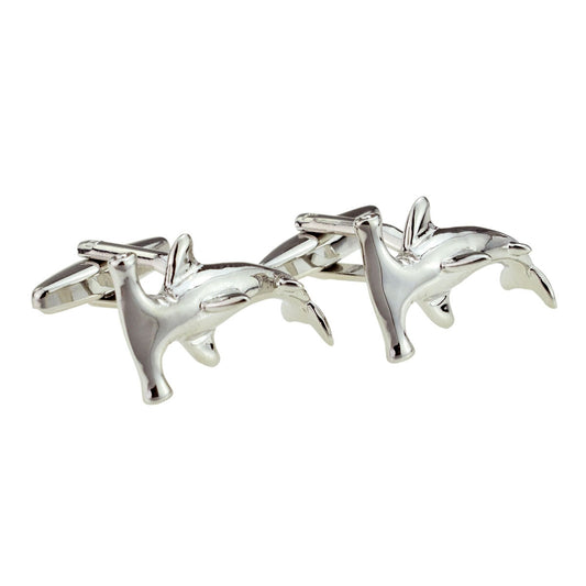 Hammerhead Rhodium Plated Shark Cufflinks | Ashton and Finch
