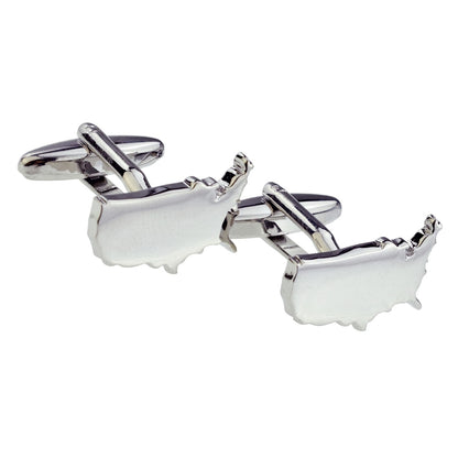 Outline Map of USA Rhodium Plated Cufflinks | Ashton and Finch