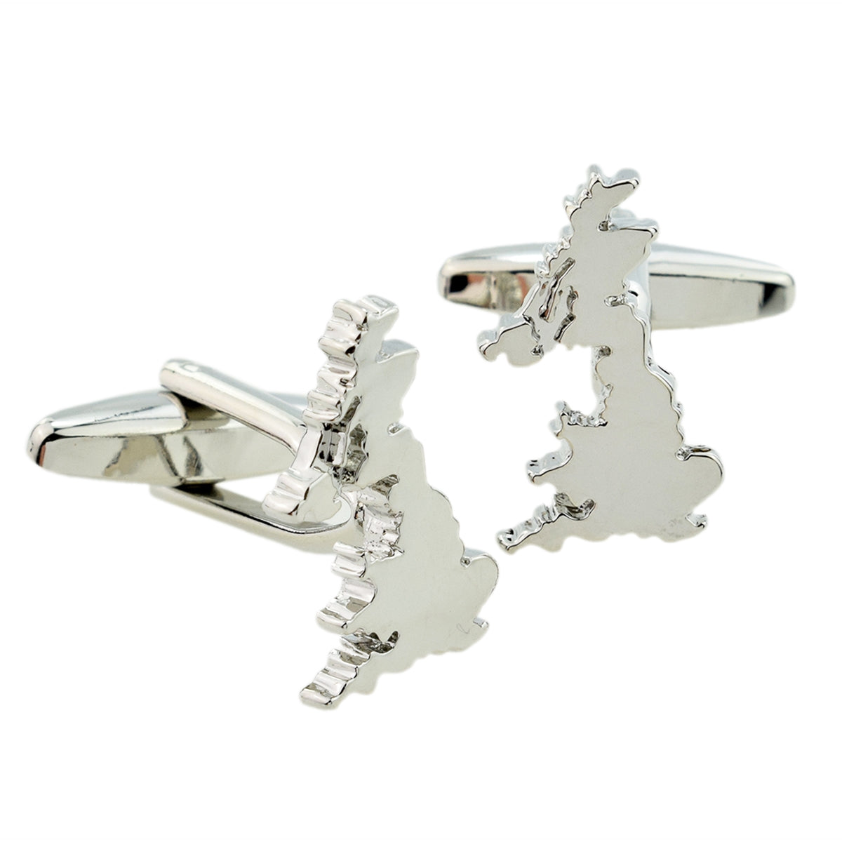 Outline Map of Great Britain & Northern Ireland Rhodium Plated Cufflinks | Ashton and Finch