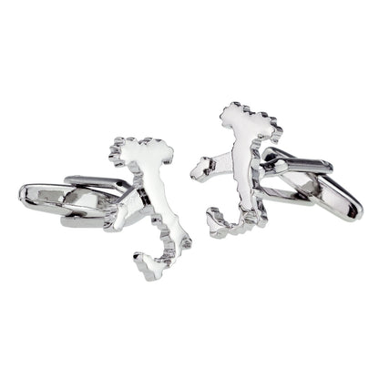Outline Map of Italy Rhodium Plated Cufflinks | Ashton and Finch