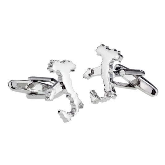 Outline Map of Italy Rhodium Plated Cufflinks | Ashton and Finch