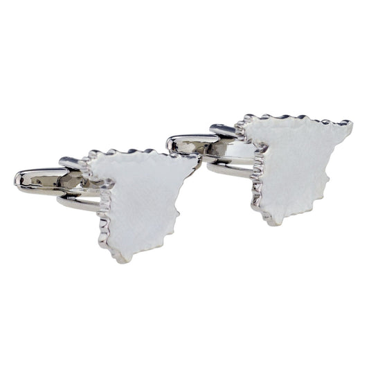 Outline Map of Spain Rhodium Plated Cufflinks | Ashton and Finch
