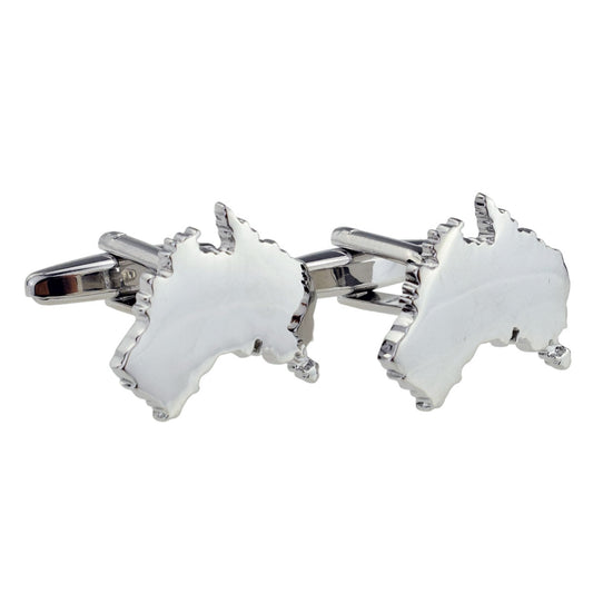 Outline Map of Australia Rhodium Plated Cufflinks | Ashton and Finch