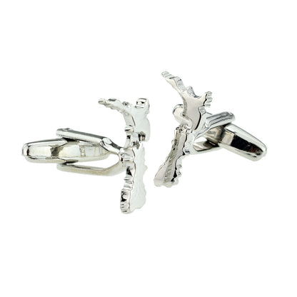 Outline Map of New Zealand Rhodium Plated Cufflinks | Ashton and Finch