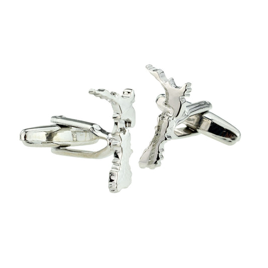 Outline Map of New Zealand Rhodium Plated Cufflinks | Ashton and Finch