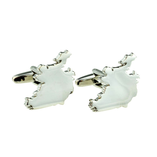Outline Map of Ireland Irish Republic only Rhodium Plated Cufflinks | Ashton and Finch