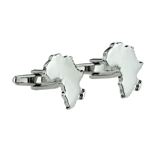 Outline Map of Africa Rhodium Plated Cufflinks | Ashton and Finch